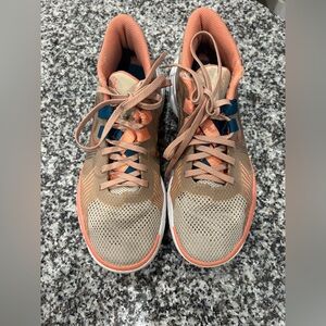 Kyrie Fly Trap Nike Tan and Coral Athletic Shoes